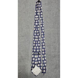 Christian Dior Monsieur Neck Tie Vintage Blue Gold 100% Silk‎ Necktie Geometric
